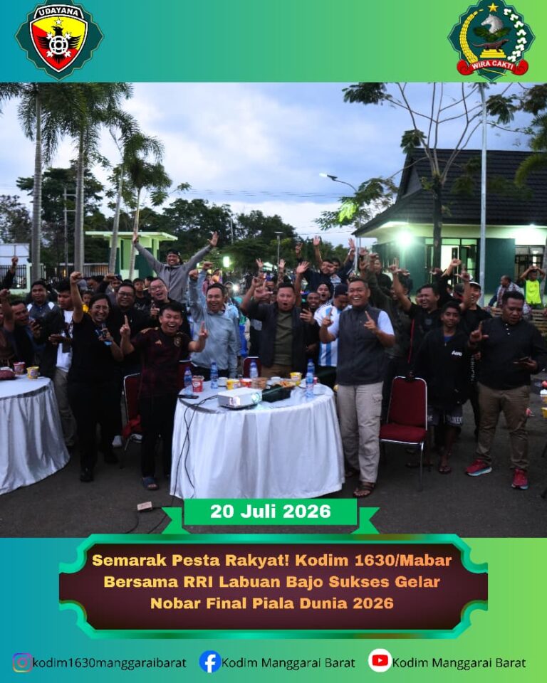 Semarak Pesta Rakyat! Kodim 1630/Mabar Bersama RRI Labuan Bajo Sukses Gelar Nobar Final Piala Dunia 2026
