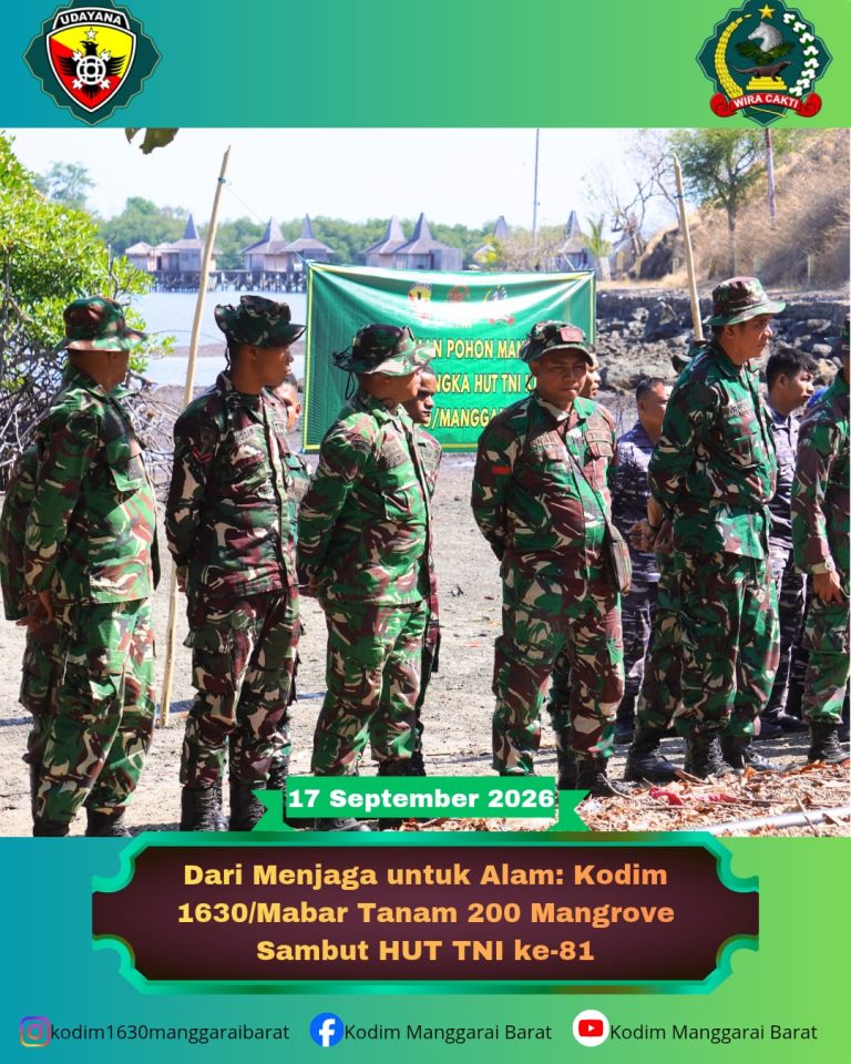 Dari Menjaga untuk Alam: Kodim 1630/Mabar Tanam 200 Mangrove Sambut HUT TNI ke-81