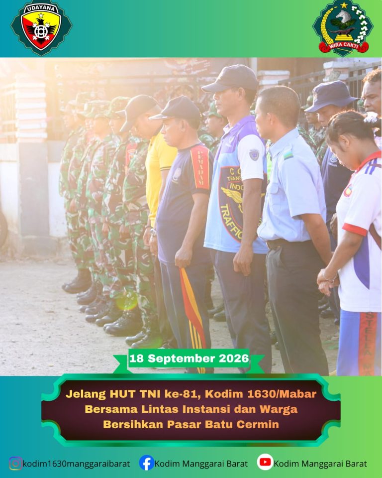 Jelang HUT TNI ke-81, Kodim 1630/Mabar Bersama Lintas Instansi dan Warga Bersihkan Pasar Batu Cermin